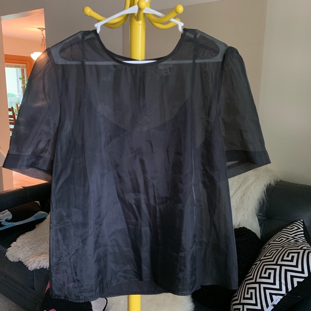 Black sheer silky blouse with camisole